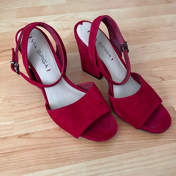 Via Spiga Red Suede Sandals - Picture 9 of 9